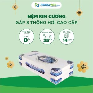 Nệm Kim Cương gấp 3 thông hơi cao cấp