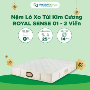 Nệm Lò Xo Túi Kim Cương ROYAL SENSE 01 - 2 Viền