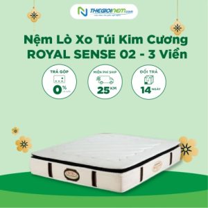 Nệm Lò Xo Túi Kim Cương ROYAL SENSE 02 - 3 Viền